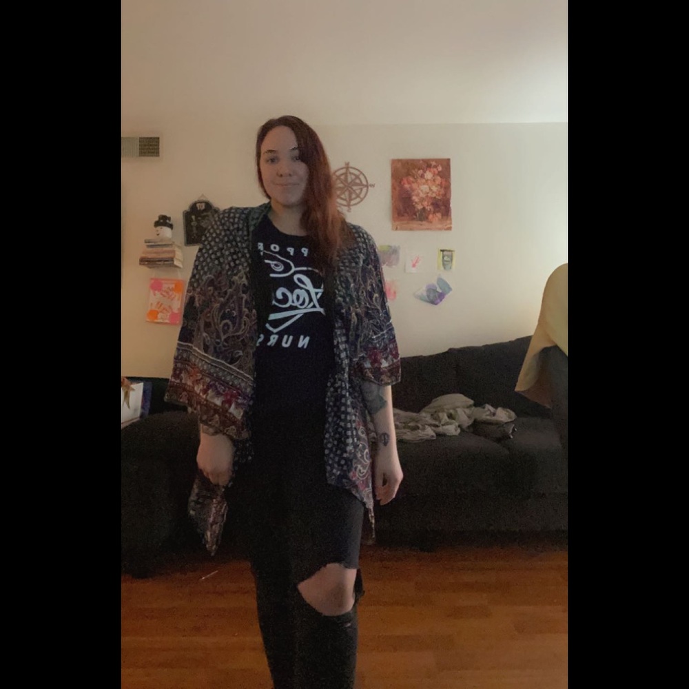 Boho tie front shirt or kimono